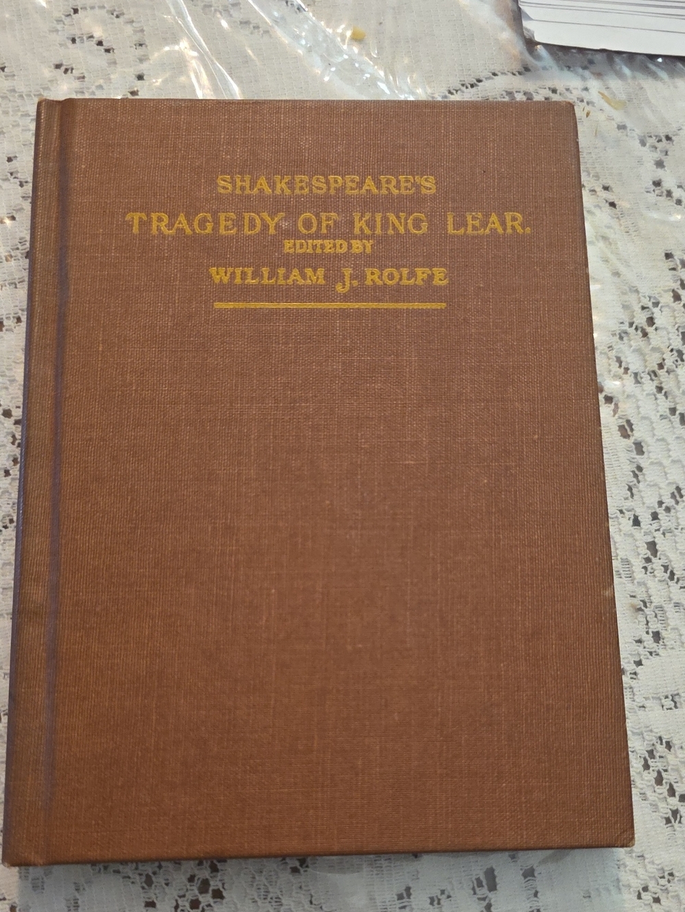 Antique brown hardcover edition of Shakespeare's Tragedy of King Lear